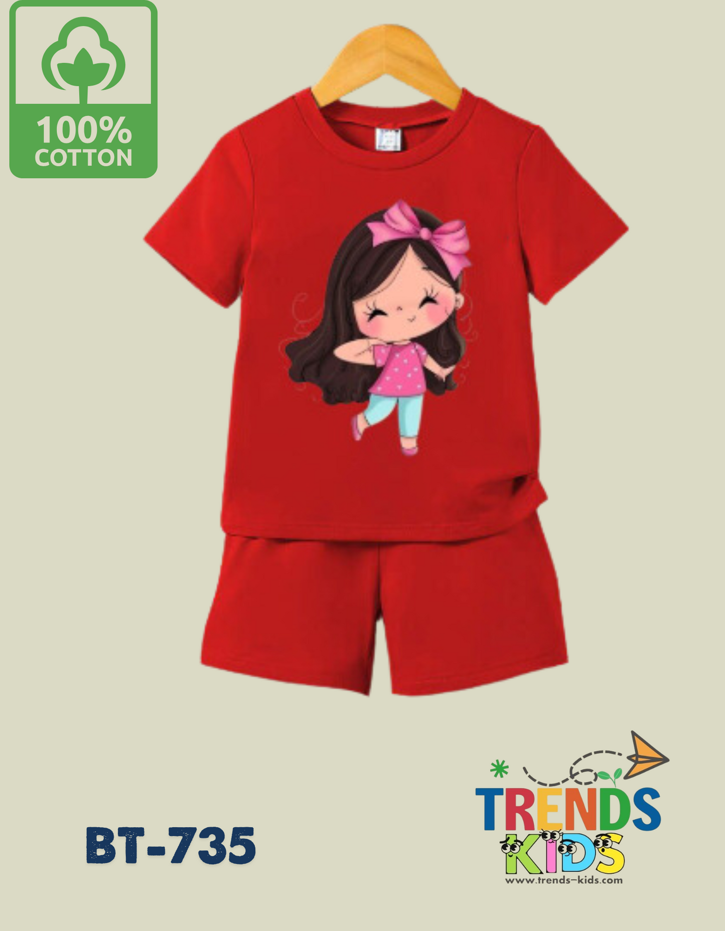 Cute Girl Face T-Shirt & Pants Set