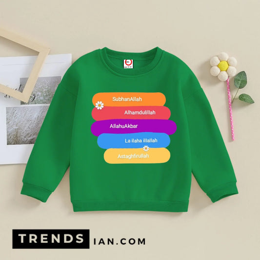Kids Islamic Zikir Print Sweatshirt – Soft Winter Wear (6M–6Y)