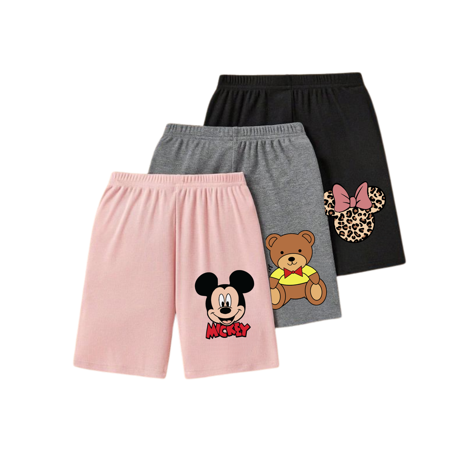 3-Pack Basic girls' Cotton Shorts - Carton Prints | TRENDS KIDS