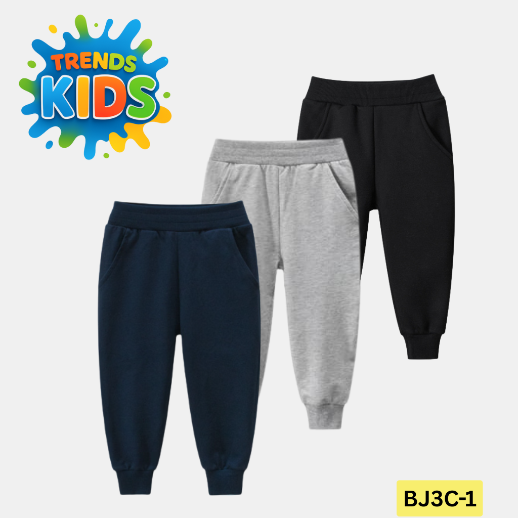 Kids Joggers Bundle (3 Colors) – Navy, Gray & Black |