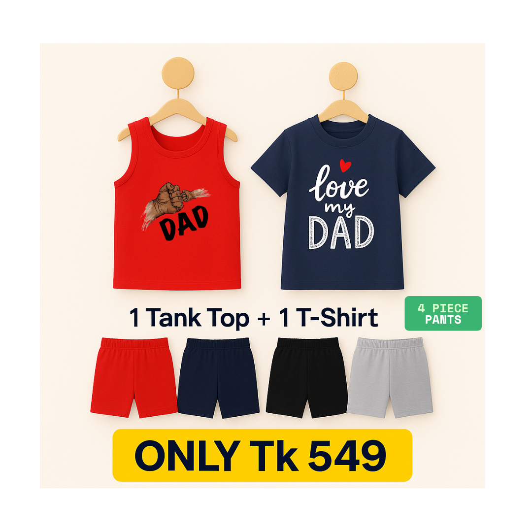 6-Piece Kidswear Combo: 1 Tank Top, 1 Tee & 4 Pants
