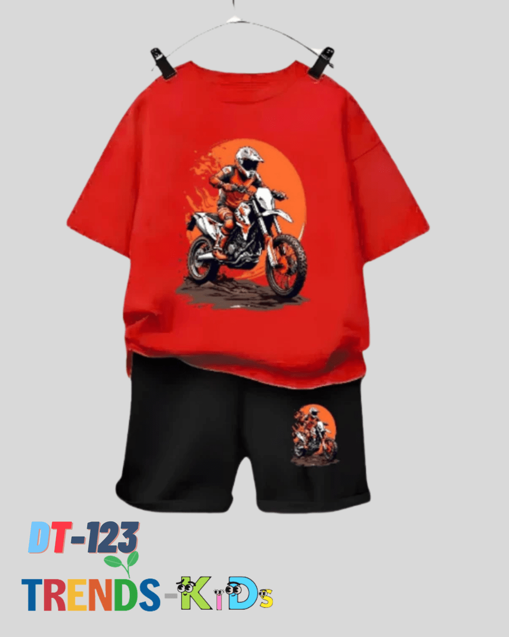 Motorbike Rider Kids T-Shirt & Shorts Set