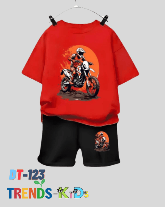 Motorbike Rider Kids T-Shirt & Shorts Set