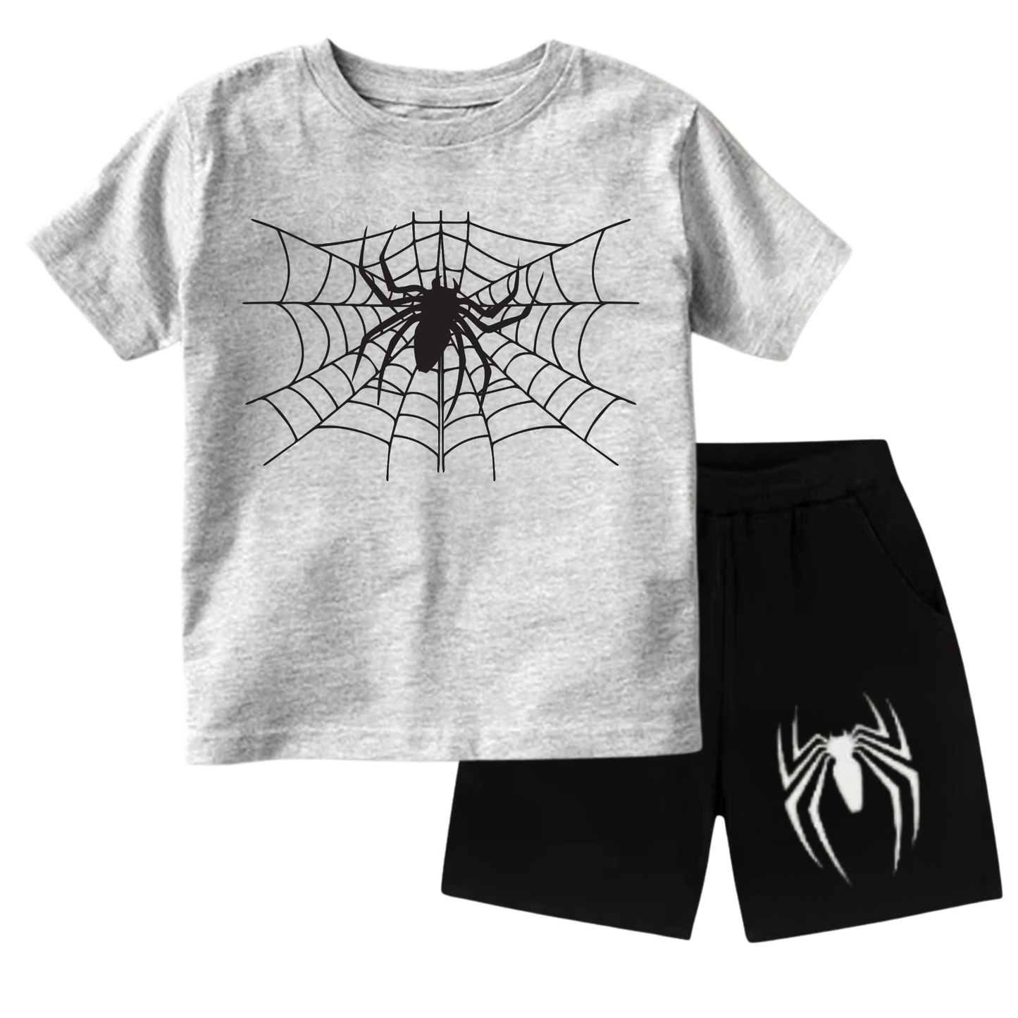 Premium T-Shirt + Pocket Shorts Set Soft Cotton Cool Spidr Print Baby & Kids