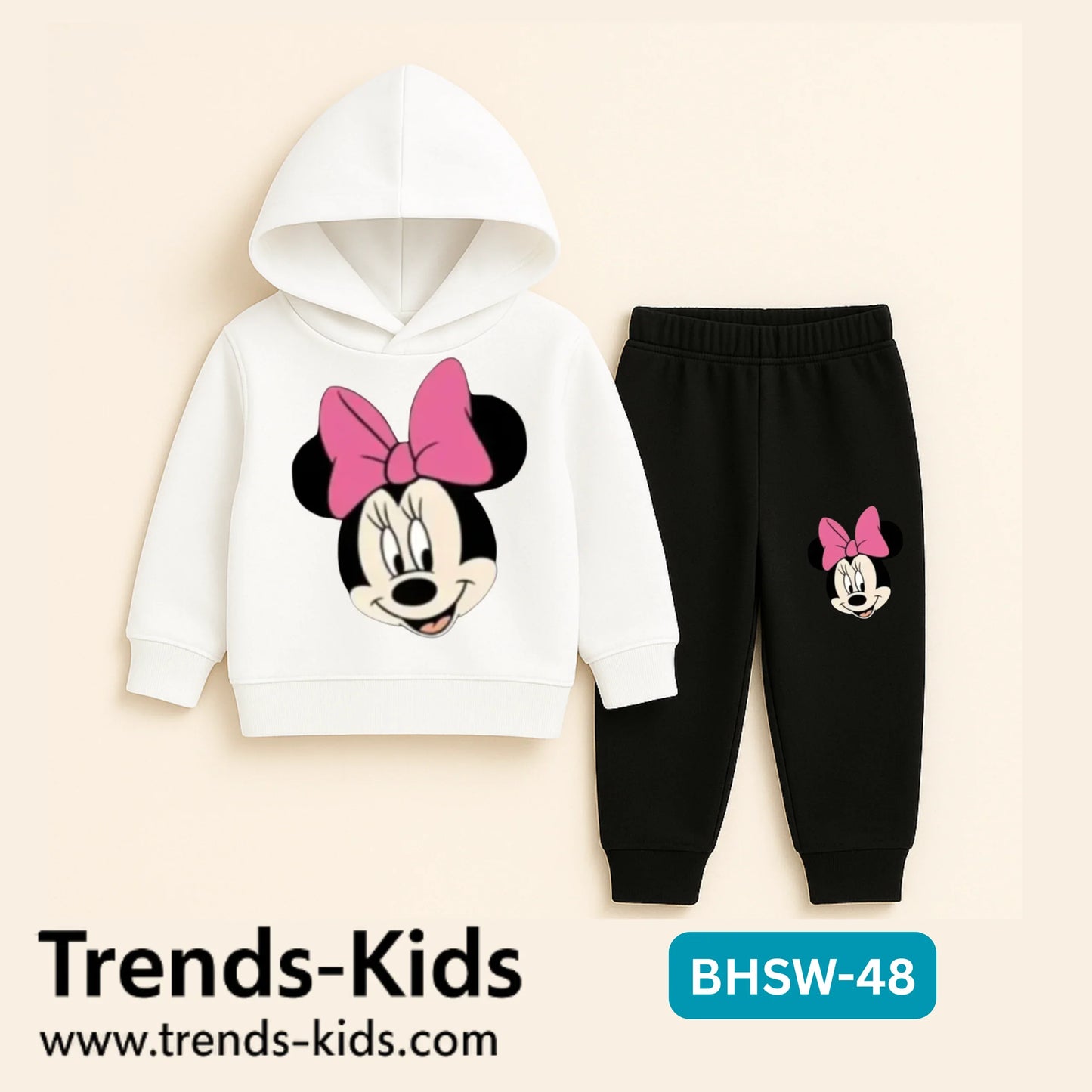 Mickey White Hooded And Black Pant Kids Boys & Girls Dt48
