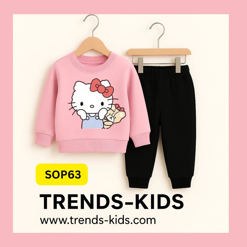 Doll Kids Boys & Girls Pink Sweater And Trousers Black  Two-Piece Sets Dt63