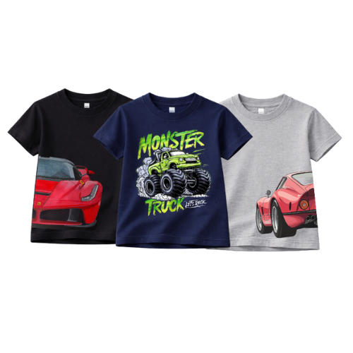 Boys' 3-Pack Premium Baby & Kids Graphic Tee Set – Sports Cars & Monster Truck