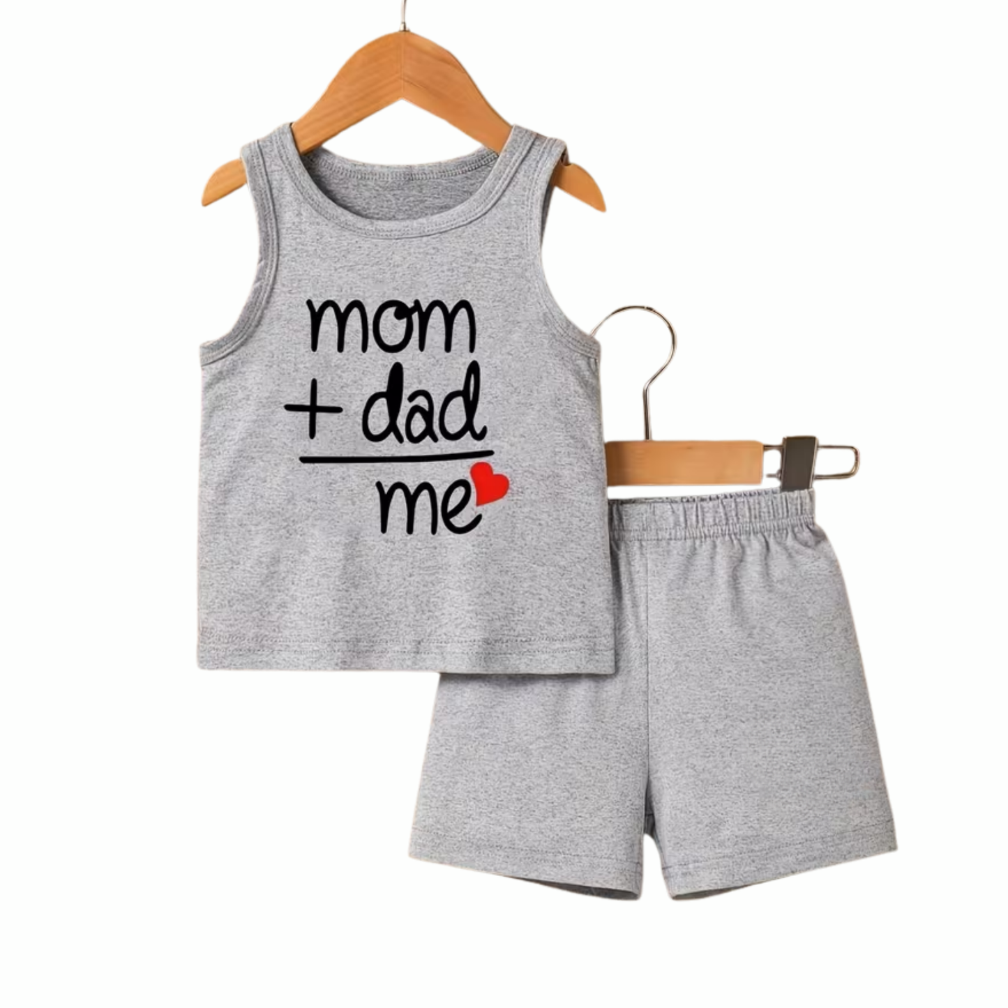Mom + Dad = Me Baby Sleeveless T-Shirt & Shorts Set