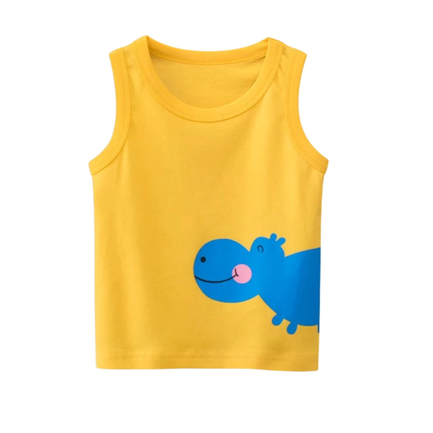 Toddler Boy’s Bright Yellow Hippo Graphic Tank Top