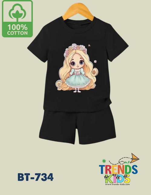 "Queen girl" T-Shirt & Pants Black Set