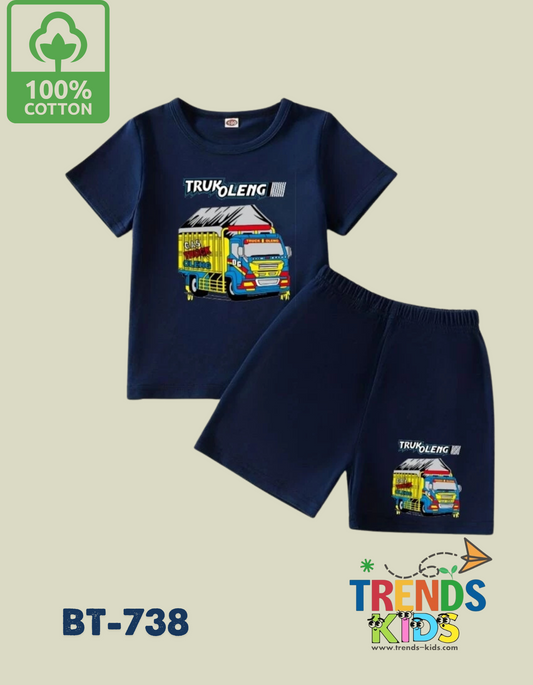 Truk Oleng T-Shirt & Pants NavyBlu Set