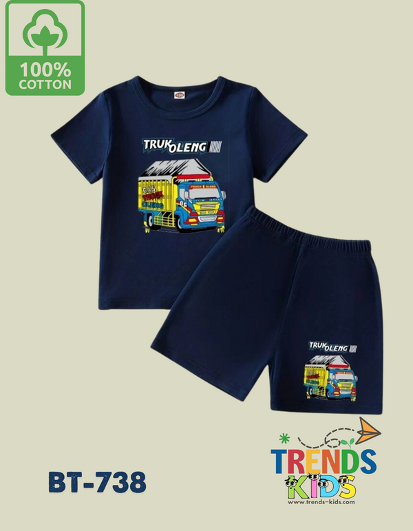 Baby & Kids Super Comfortable Navy Blue T-Shirt & Navy Blue Pants Set