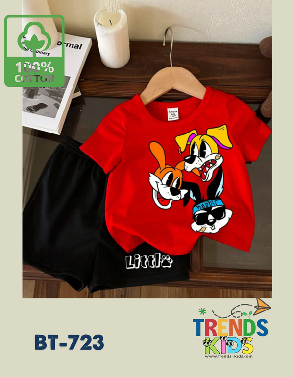 Baby & Kids Super Comfortable Red T-Shirt & Black Pants Set