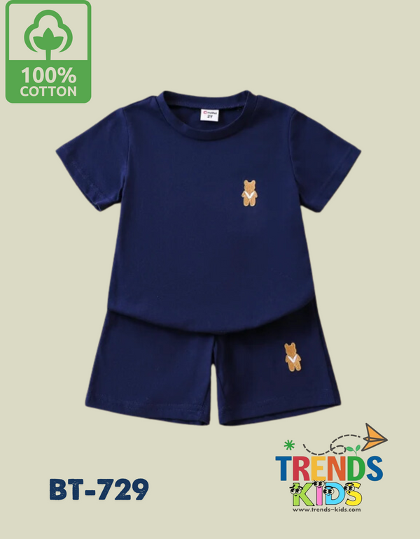 Baby & Kids Super Comfortable Navy Blue T-Shirt & Navy Blue Pants Set