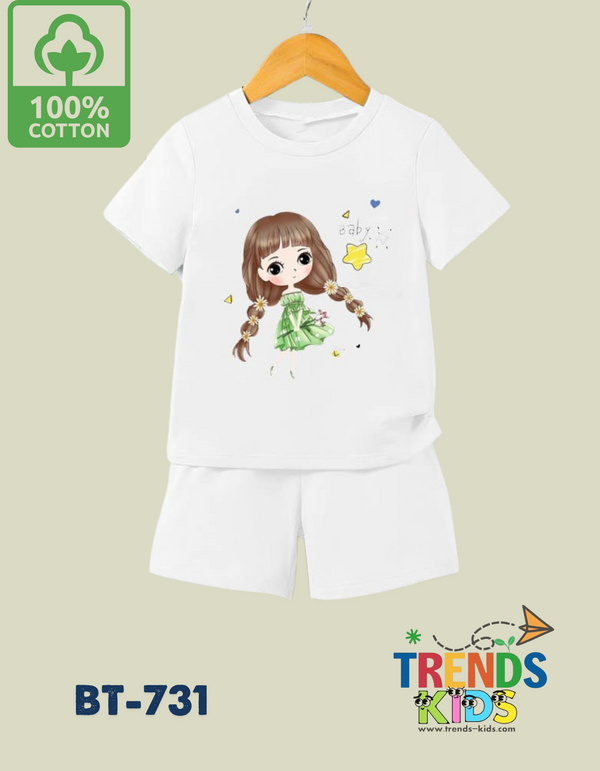 Baby & Kids Super Comfortable White T-Shirt & White Pants Set