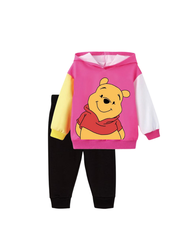 Kids  Hooded PINK And Black Pant Boys & Girls Two-Piece Sets Dt24