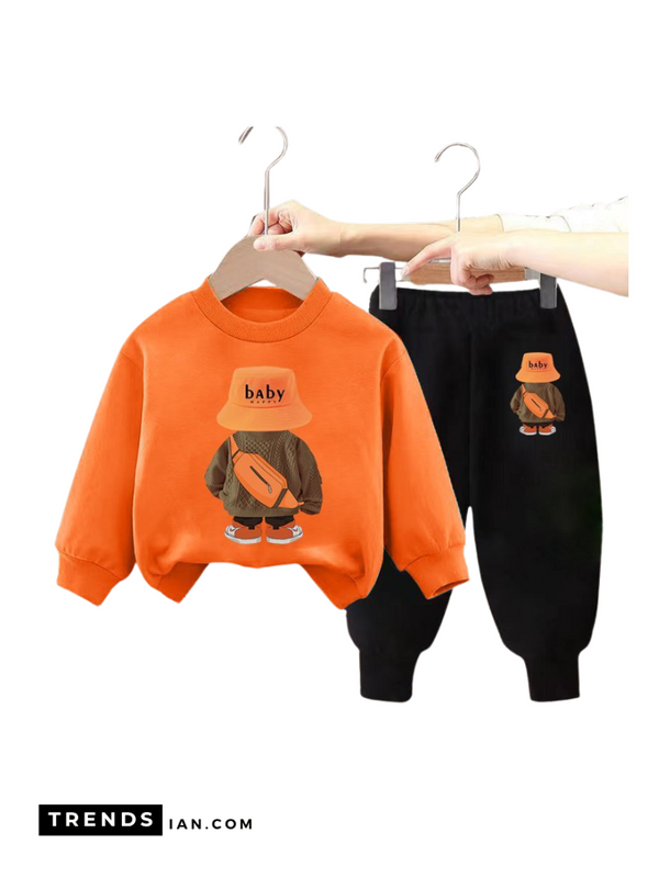 Two-Piece Sets  orange Sweater And black Trousers Dt6