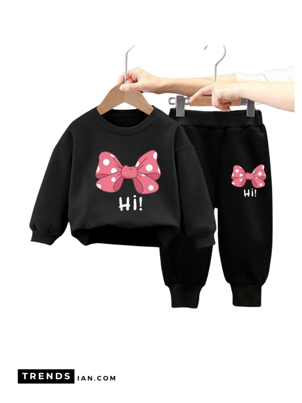 Hi Two-Piece black  Sweater And black Trousers Sets Dt62