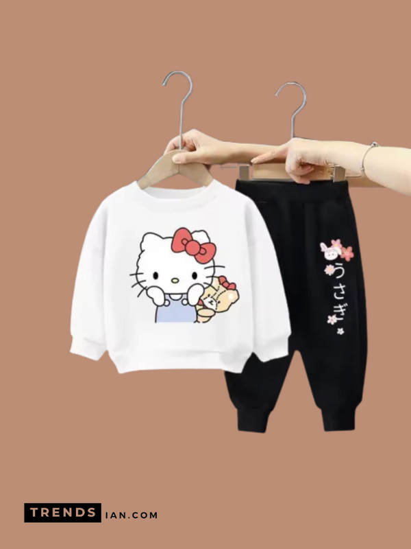 Doll Kids Boys & Girls White Sweater And Trousers Black  Two-Piece Set Dt63w