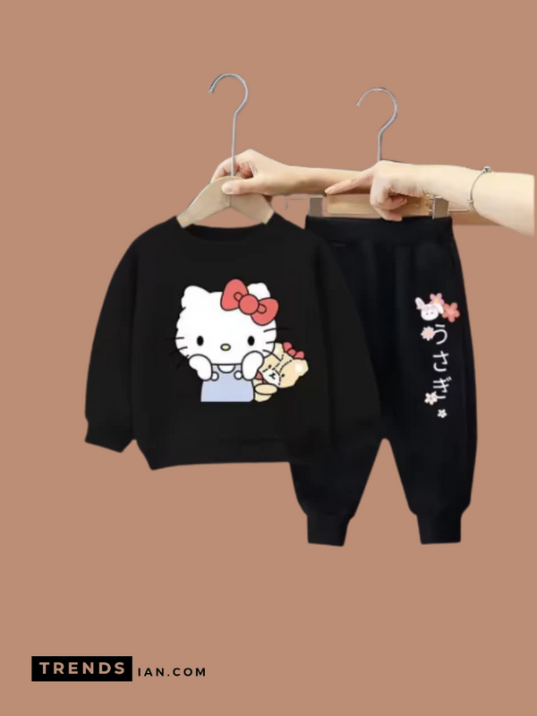 Doll Kids Boys & Girls Black Sweater And Trousers Black  Two-Piece Sets Dt63