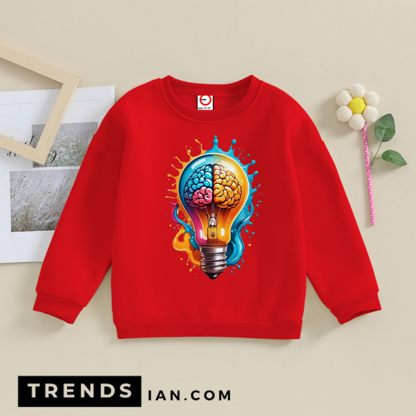 light bulb and brain  Sweatshirt Kids Boys & Girls