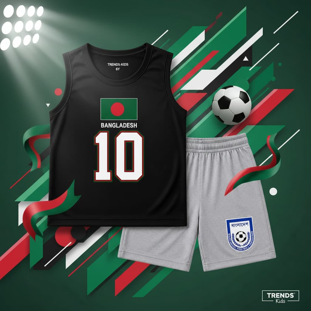 Bangladesh #10 Kids Cotton Sports Set | Tank Top & Shorts