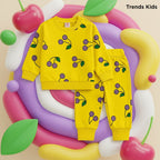 Kids Cherry Print Sweatshirt & Joggers Set – Soft Terry Cotton (6M–6Y)