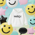 Kids “Hello” Printed White Hoodie – Soft & Cozy Winter Wear (6M–6Y) |