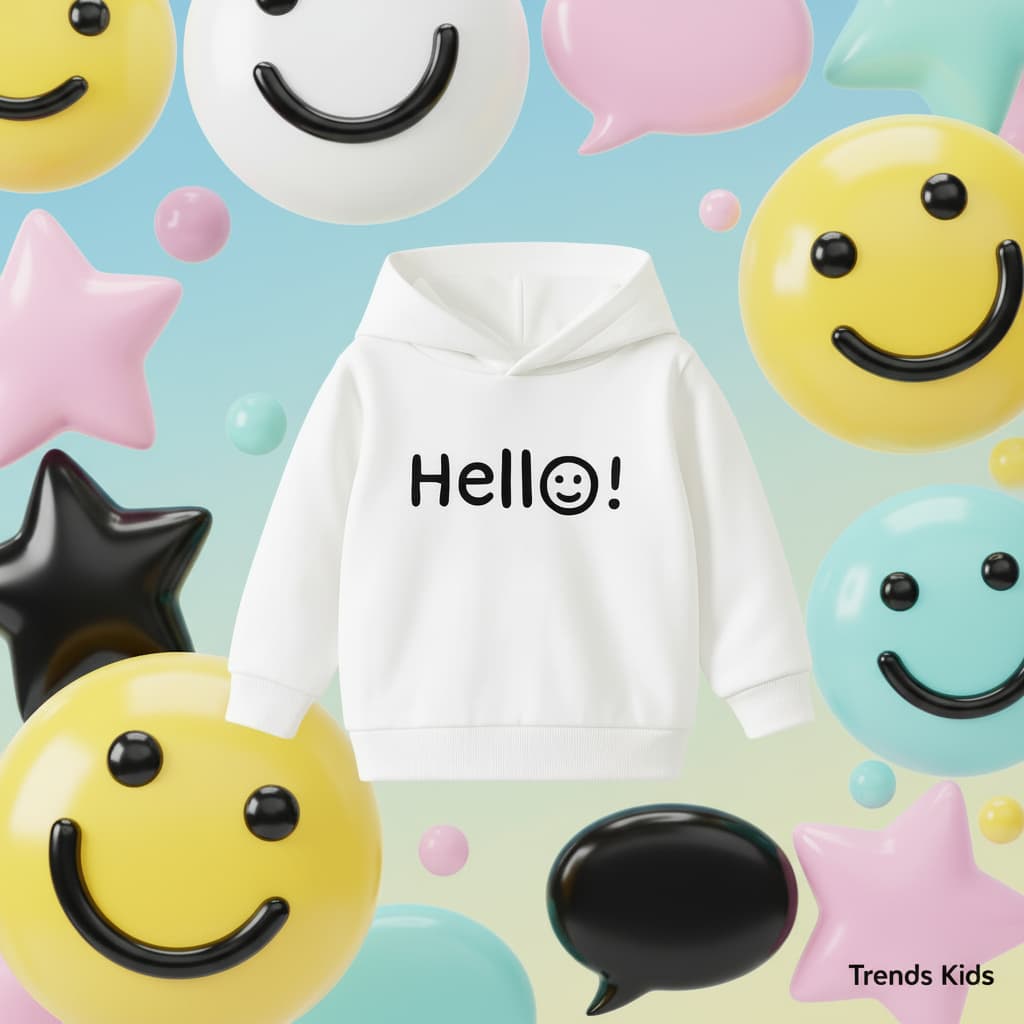 Kids “Hello” Printed White Hoodie – Soft & Cozy Winter Wear (6M–6Y) |