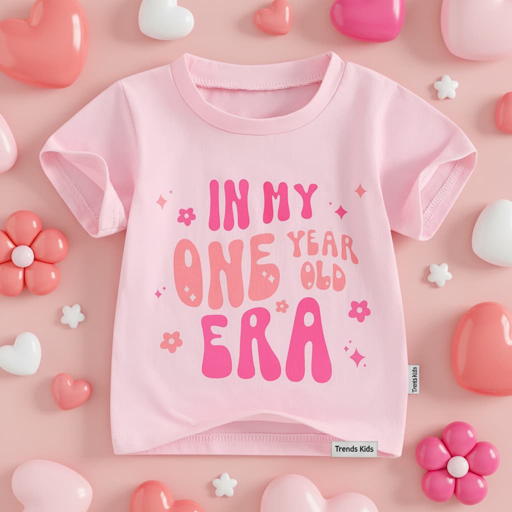 6M – 1 Year “In My One Year Old Era” – Baby Girl Cotton T-Shirt