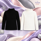 Ribbed Black-White Color, High-Neck collar Ribbed Stylish Girls High-Neck  Sweatshirt Combo Pack – 2 Pieces