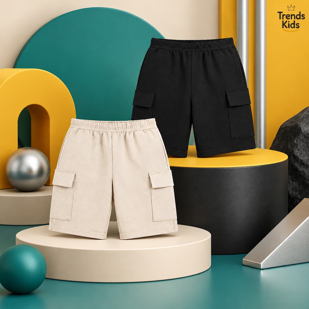 Boys Cargo Shorts horts Combo Pack – 2 Pieces  Soft Summer Shorts