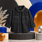Black Corduroy Shirt Jacket for Kids