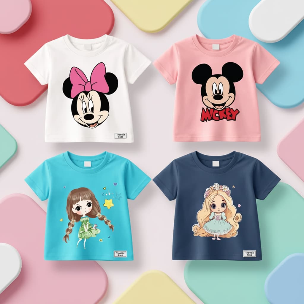 Girls Cartoon Printed Cotton T-Shirt – Cute Kids Summer Top | Trends-Kids