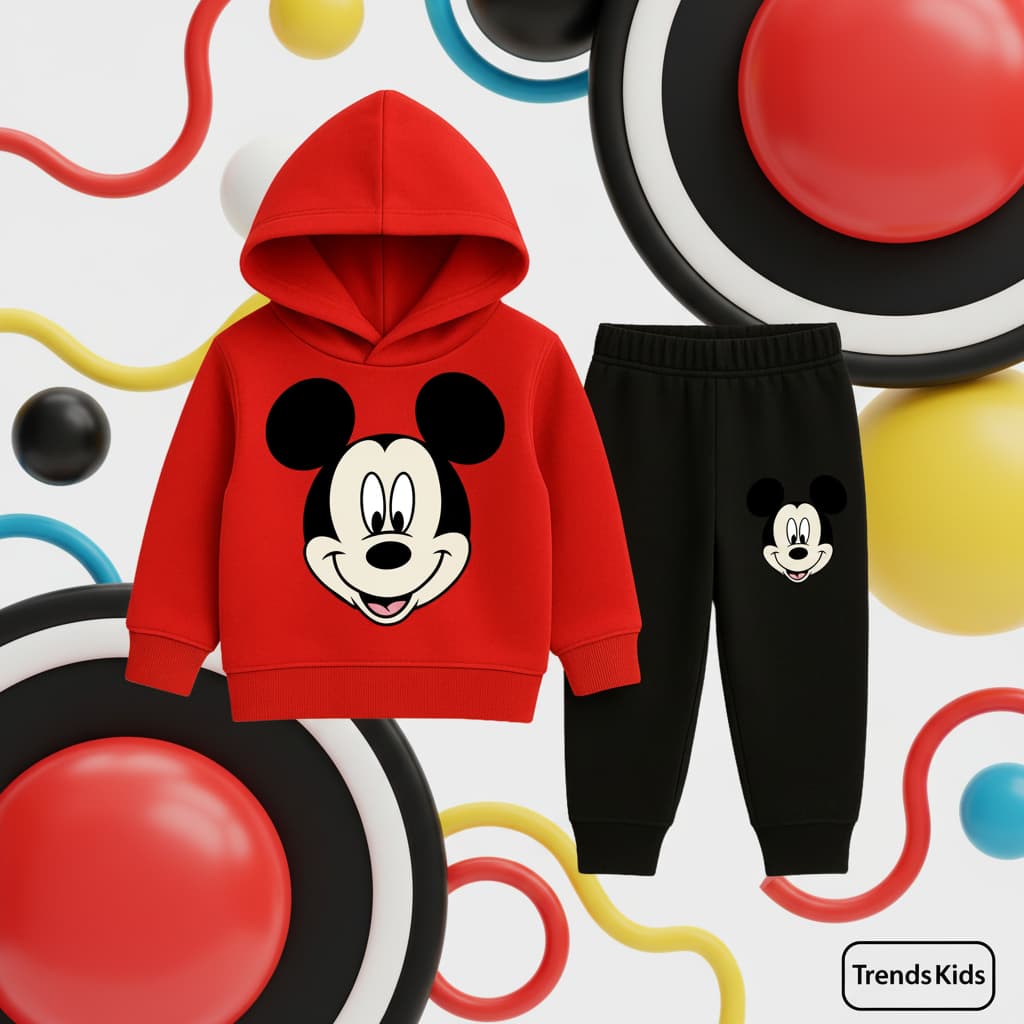 Carton Red and Black Set Hooded Kids Boys & Girls  Hoodie and  Jogger