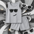 Baby Boys Summer Tank Top & Shorts Set – Cute Sunglasses Print Cotton Outfit