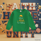 Premium Islamic Green Printed Sweatshirt for Kids Boys & Girls – "Without Allah I'm Nothing"