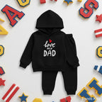 Love My Dad" Baby Girl Black Hoodie and Black Pants Set Dt52