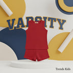 Premium Red Ribbed Tank Top Round Neck & Shorts Set for Kids (0 Months - 7 Years)