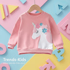 Unicorn Kids Sweatshirt – Girls Pink Cotton Winter Pullover