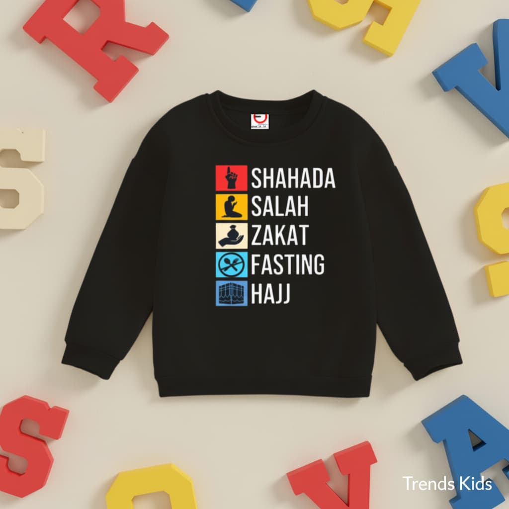 5 Important Things in Islam Sweatshirt for Kids | Boys & Girls