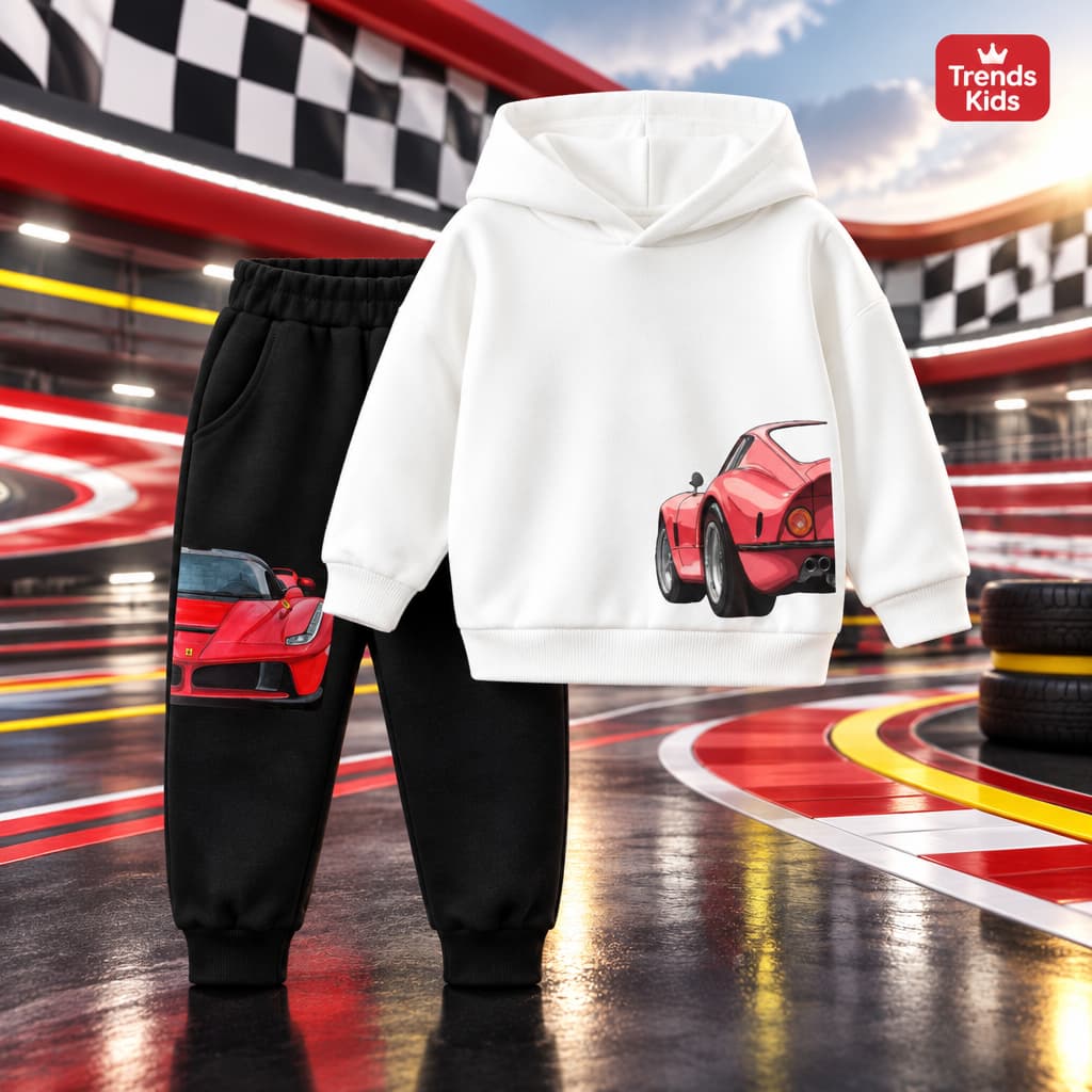 Sports-Car   Hoodie Set Kids'  Boys & Girls Two-Piece Sets