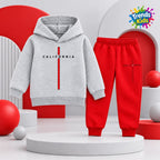 Kids Premium Hoodie & Jogger Set – Grey & Red California Print | Trends-Kids HBGGRPS