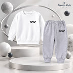 Kids Premium Sweatshirt White & Grey  Jogger  Set – NASA Print