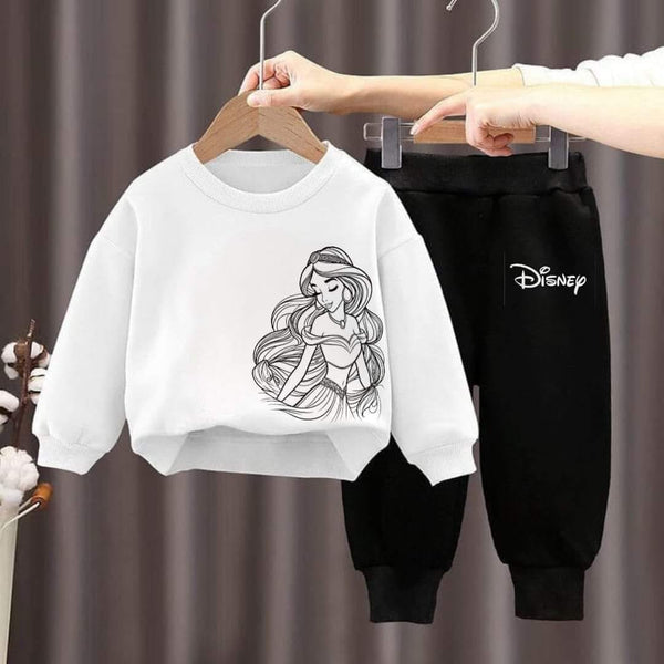 Disnep White Sweatshirt And Black Pant Set Kids Boys & Girls Dt22