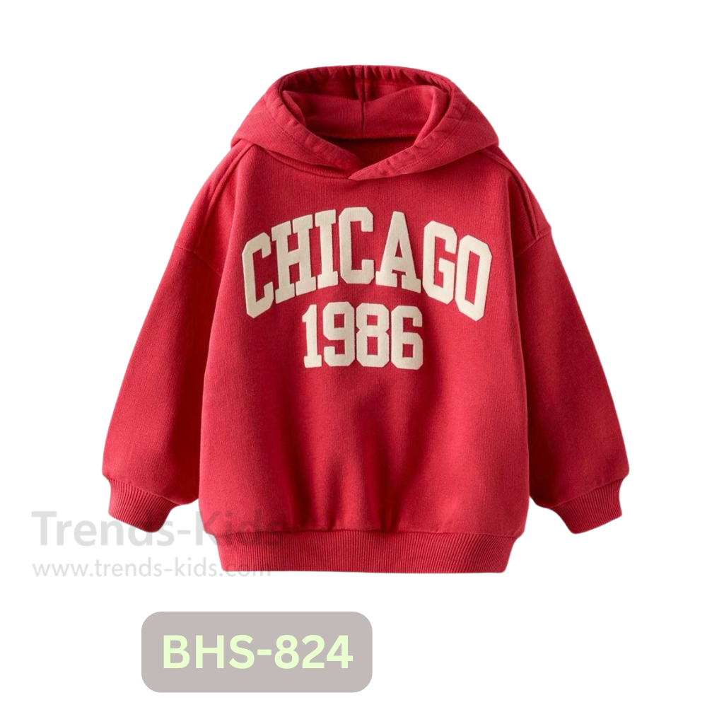 Kids Premium Winter Hoodie – Red “Chicago 1986”