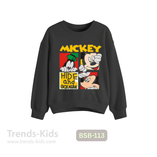 Mickey Mouse Kids Sweatshirt – Boys & Girls Black Cotton Pullover