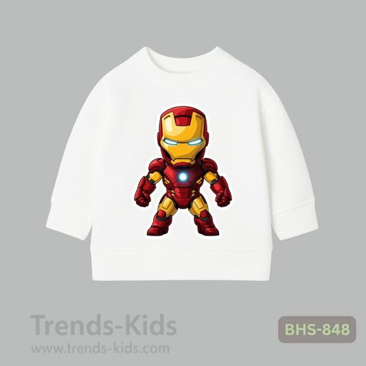 Iron Man Kids Sweatshirt – Boys & Girls White Cotton Winter Pullover