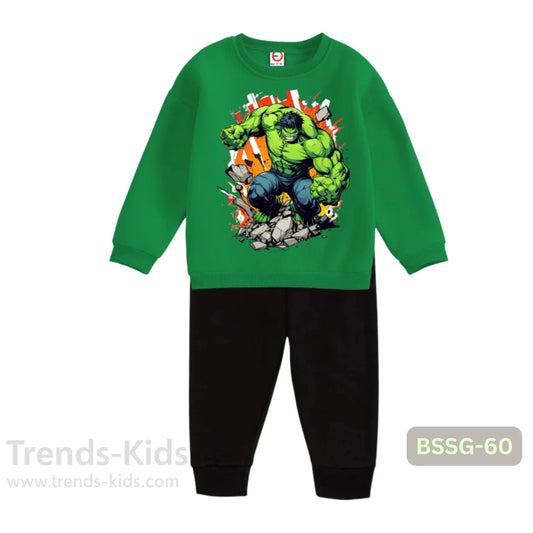Hulk Bulliders Green Sweater & Black Trousers
