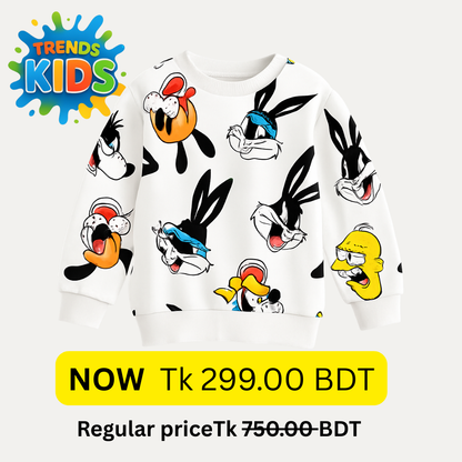 Kids Cartoon Multi-Print Sweatshirt – Soft Winter Wear